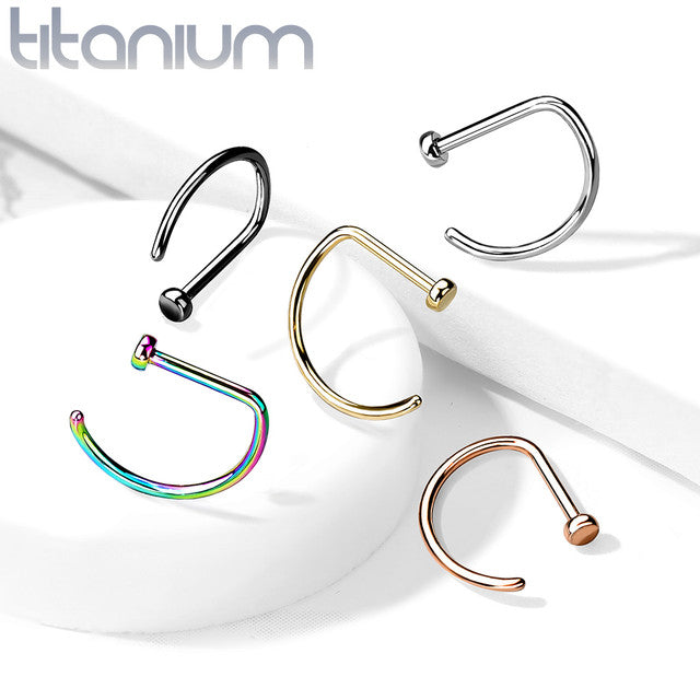 Titanium Nose Ring Hoop 20 & 18 Gauge D Shape with Flat End - Kruelty - Photo 2