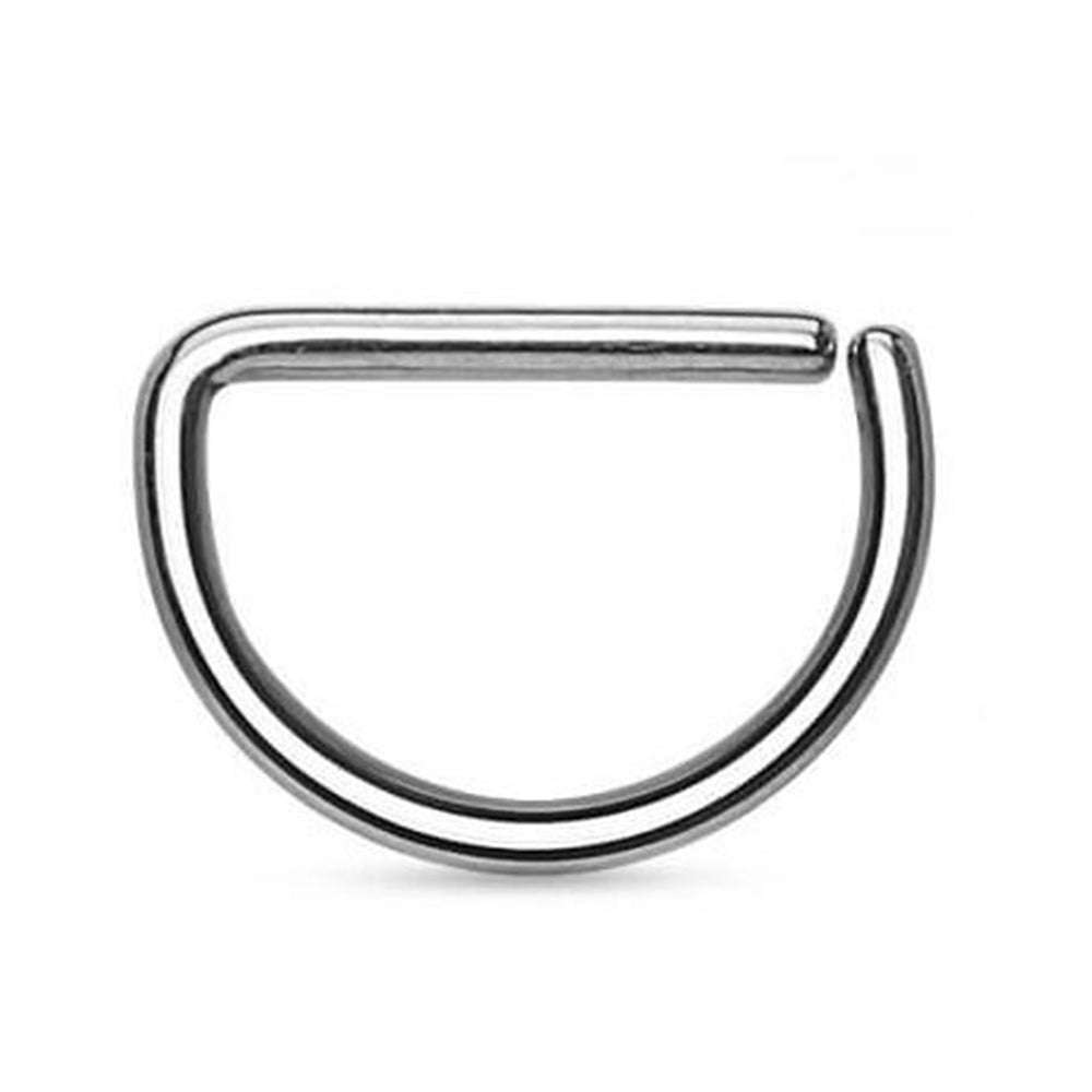Surgical Steel 16 Gauge Bendable Septum Ring with D Shape