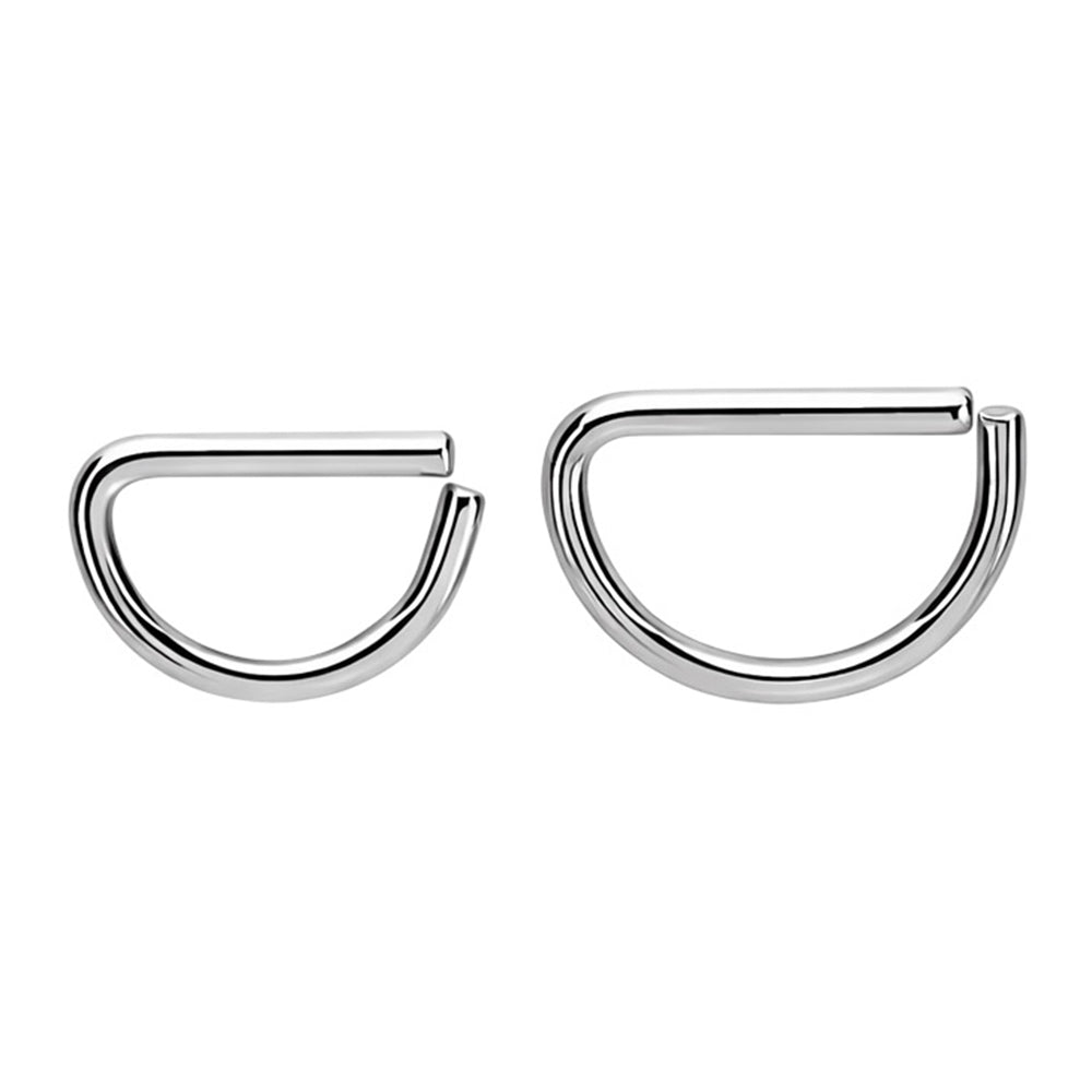 Surgical Steel 16 Gauge Bendable D Shaped Septum Clicker Hoop