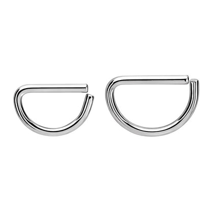 Surgical Steel 16 Gauge Bendable D Shaped Septum Clicker Hoop