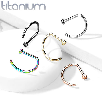 Titanium 20 to 18 Gauge Flat Back Nose Ring with D Shape - photo 3
