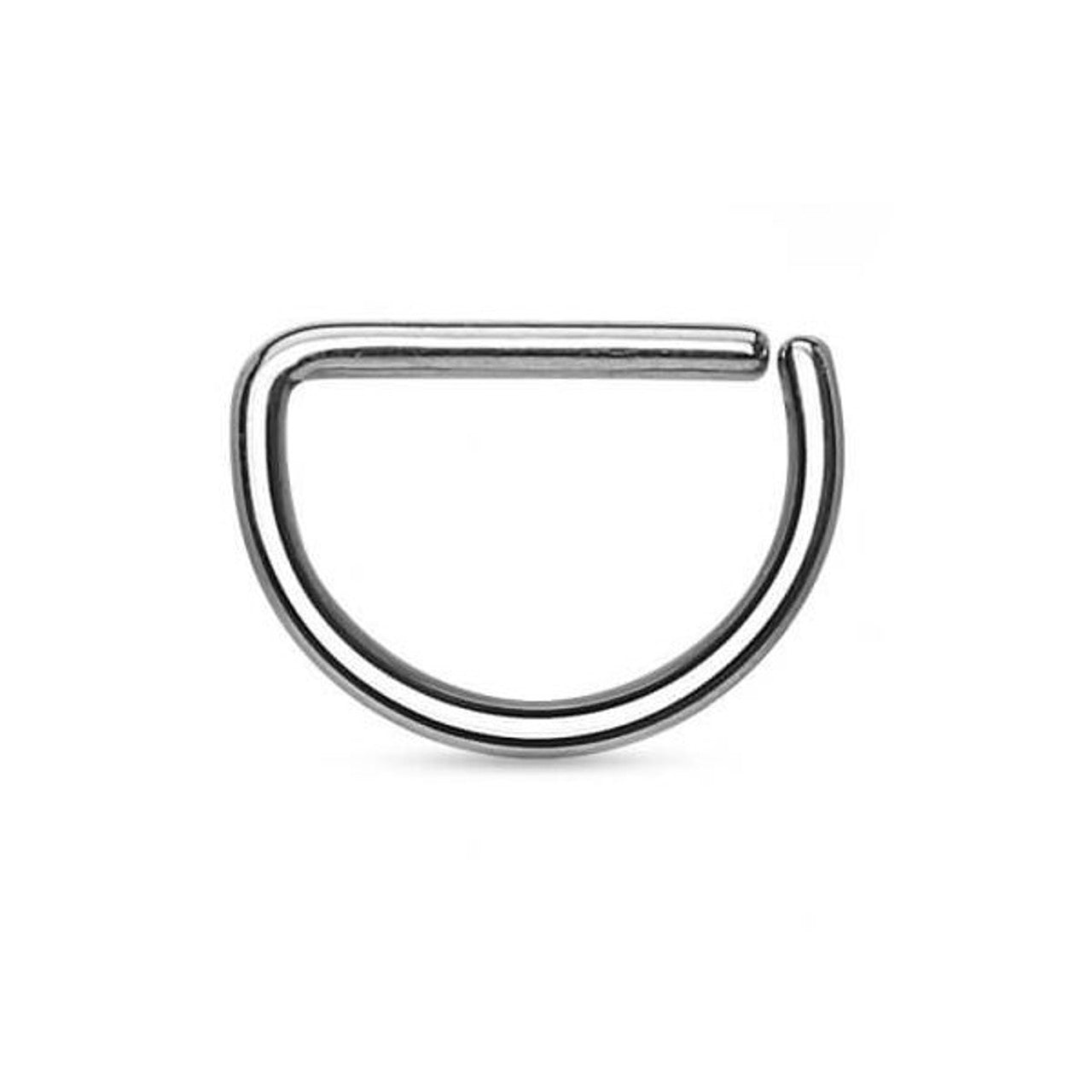Surgical Steel Septum Ring 16 Gauge 3/8" (10 MM) D-Shaped Hoop