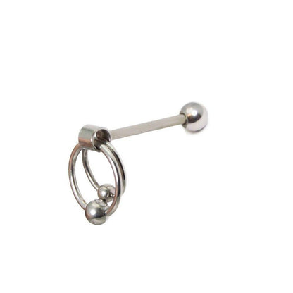 Surgical Steel Tongue Ring 14 Gauge & Double Slave Hoop Door Knocker