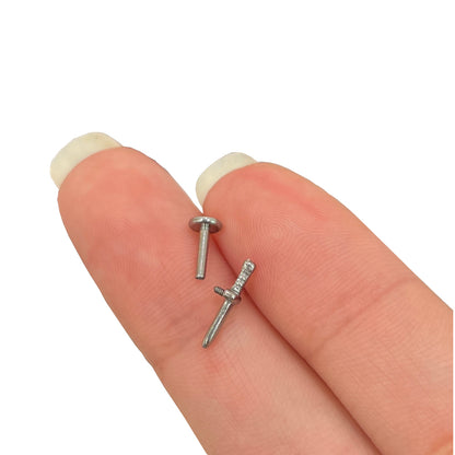 Titanium Flat Back Labret Stud 16G 6mm & 8mm with Dagger Top - photo 5