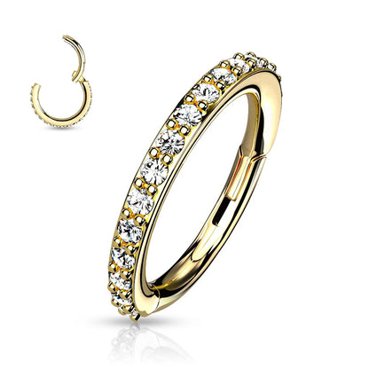 Surgical Steel Hinged Hoop with CZ Paved Jewels - 14 & 16 Gauge - photo 2