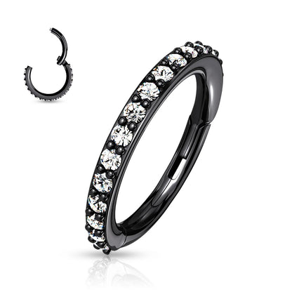 Surgical Steel Hinged Hoop with CZ Paved Jewels - 14 & 16 Gauge - photo 3
