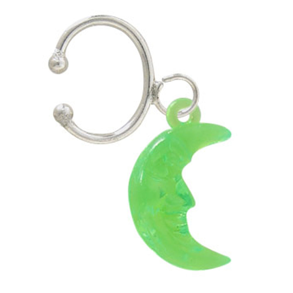 Surgical Steel Clip On Belly Ring Ear Cuff with Acrylic Crescent Moon