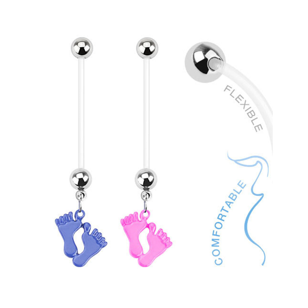 Bioflex 14 Gauge Pregnancy Belly Ring with Baby Pacifier Dangle