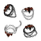 Titanium 16 to 18 Gauge Dangle Chain Pear CZ Crown Segment Ring