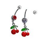 Surgical Steel 14 Gauge Dangle Cherry CZ Belly Button Ring