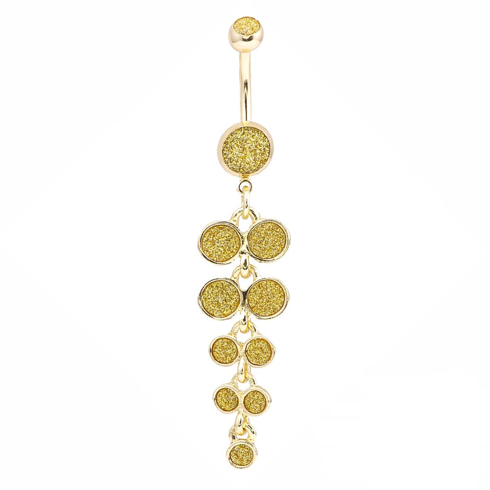 Surgical Steel 14 Gauge Belly Ring with Gold Sugar Dust Dangle