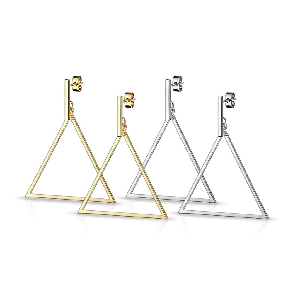 Surgical Steel 20 Gauge Dangle Equilateral Triangle Stud Earrings