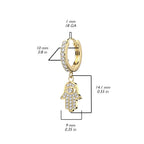 Surgical Steel 18G Paved CZ Hamsa Evil Eye Dangle Hoops - Pair