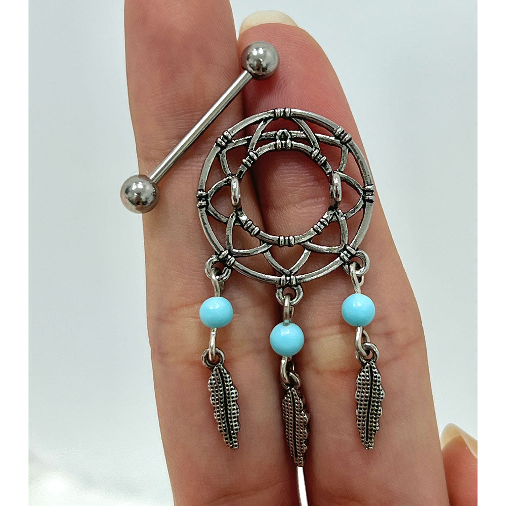 Surgical Steel 14 & 16 Gauge Dream Catcher Nipple Shield Rings - Pair - photo 2