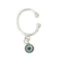 .925 Sterling Silver Green Energy Dangle Clip On Ear Cuff Belly Ring