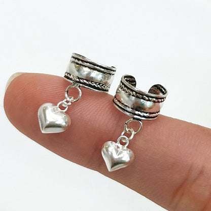 Sterling Silver Adjustable Ear Cuff with Dangle Heart - photo 8