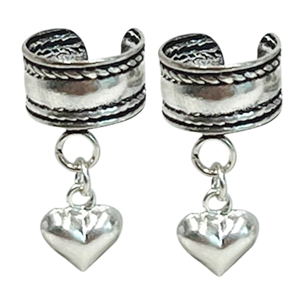 Sterling Silver Adjustable Ear Cuff with Dangle Heart - photo 2
