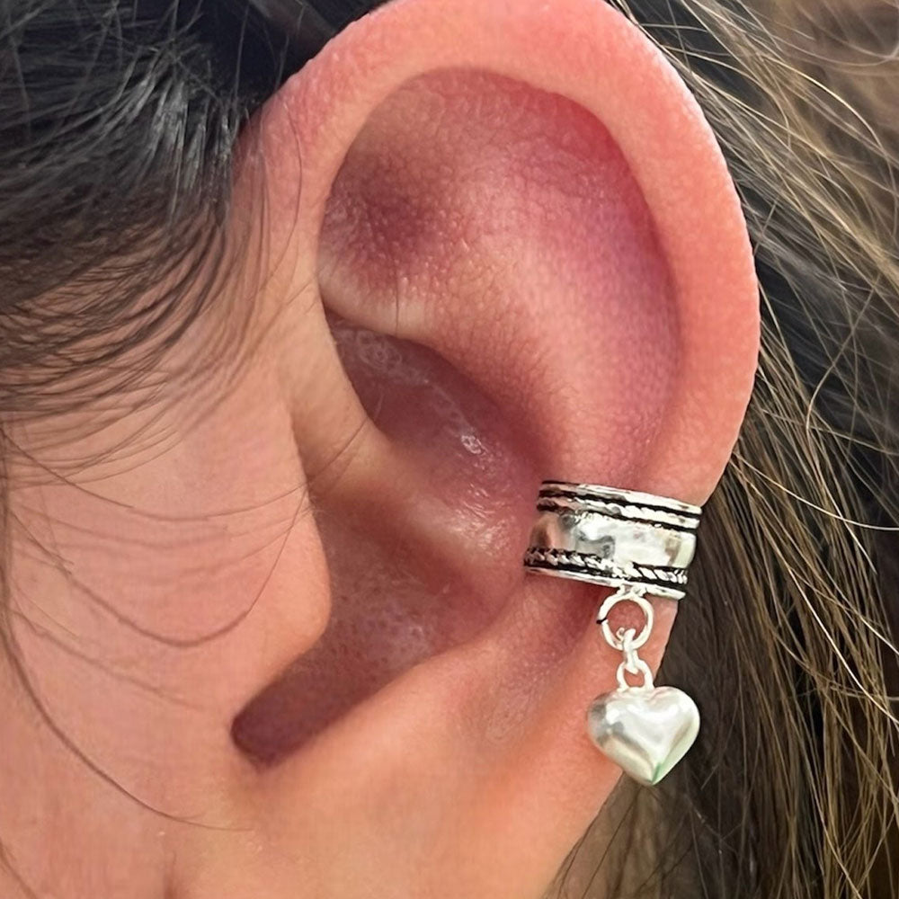 Sterling Silver Adjustable Ear Cuff with Dangle Heart - photo 7