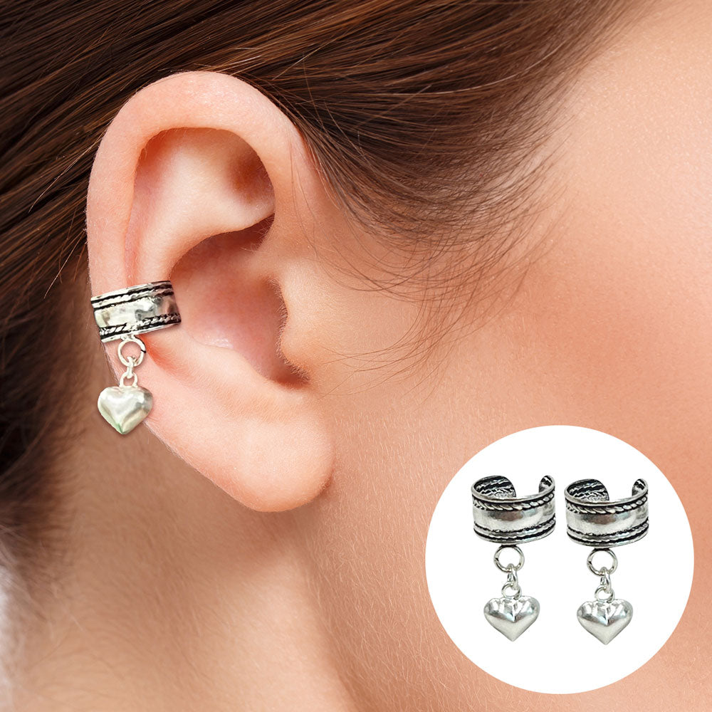 Sterling Silver Adjustable Ear Cuff with Dangle Heart - photo 9
