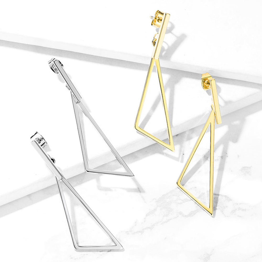 Surgical Steel 20 Gauge Dangle Isosceles Triangle Stud Earrings
