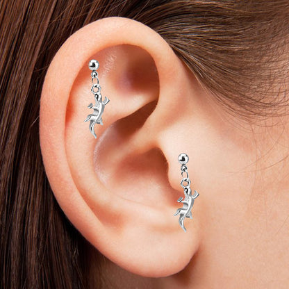 Surgical Steel 16 Gauge Cartilage Barbell with Dangle Lizard - photo 2