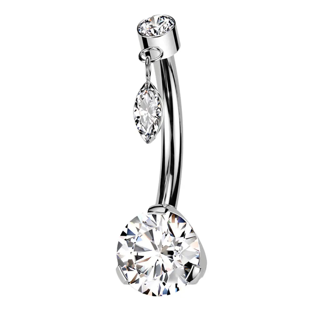 Titanium Threadless Belly Ring 14 Gauge 10mm with Dangle CZ - photo 9