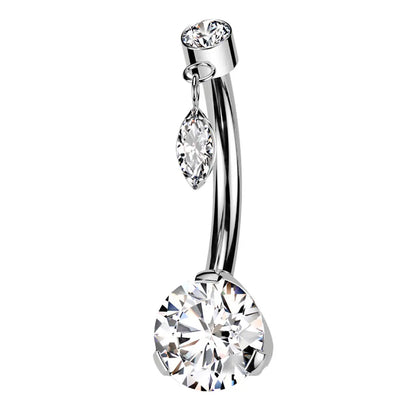 Titanium Threadless Belly Ring 14 Gauge 10mm with Dangle CZ - photo 9