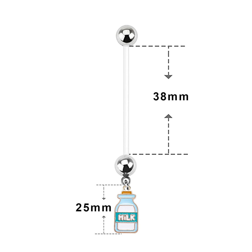 Bioflex Pregnancy Belly Ring 14G 38mm with Milk Bottle Dangle - photo 2