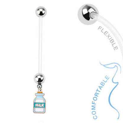 Bioflex Pregnancy Belly Ring 14G 38mm with Milk Bottle Dangle