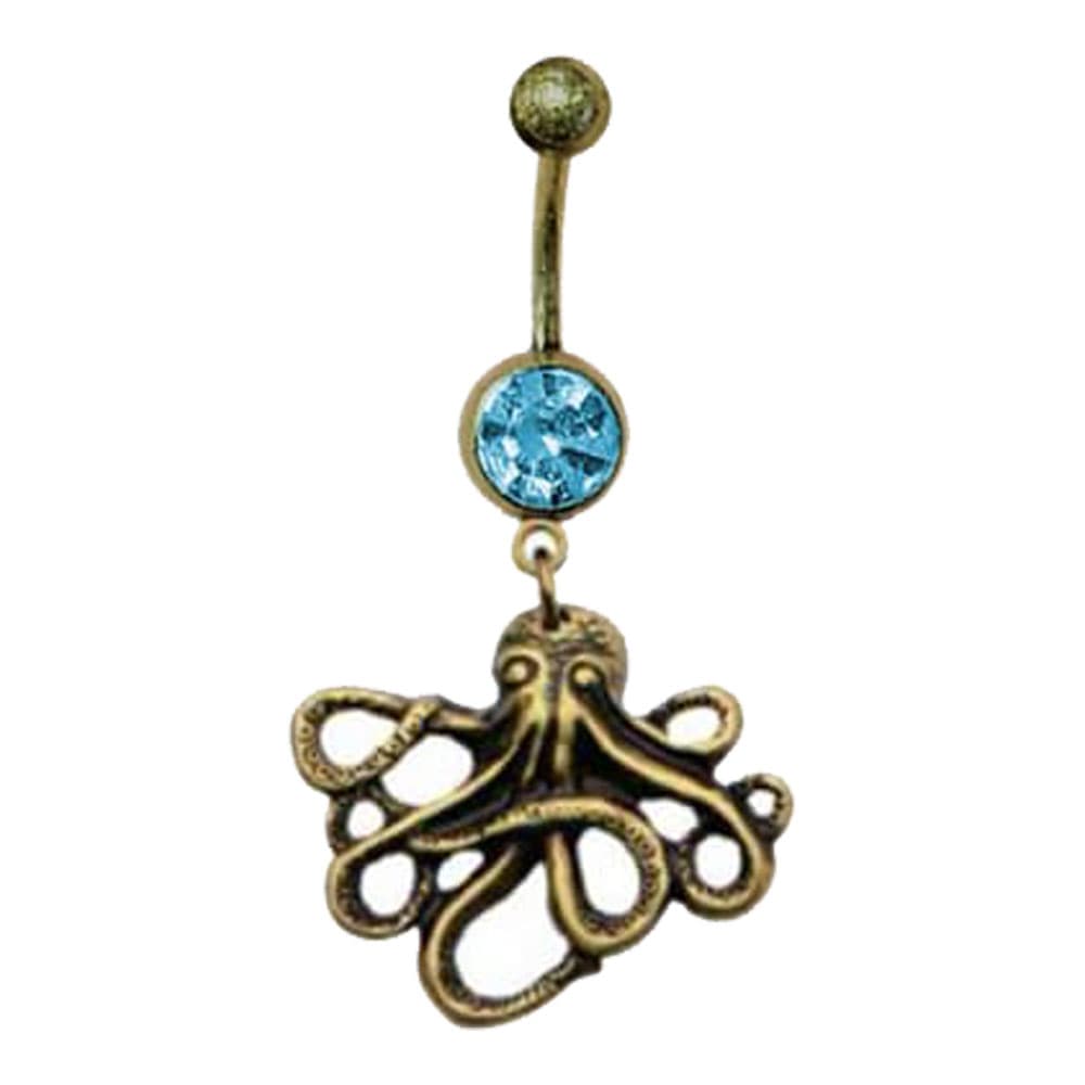 Surgical Steel 14 Gauge Belly Ring with PVD Bronze Octopus Dangle - photo 5