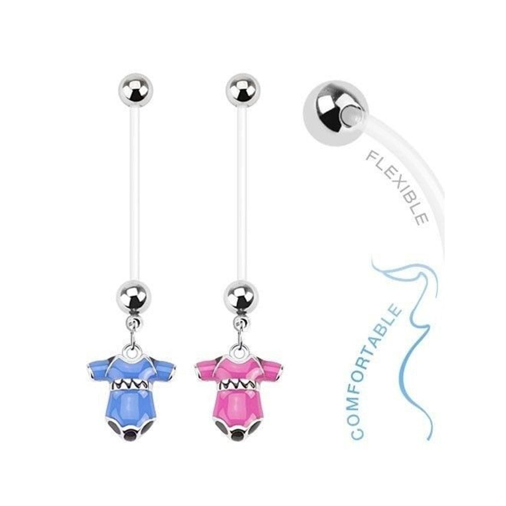 Bio-Flex 14 Gauge Pregnancy Belly Ring with Onesie Dangle