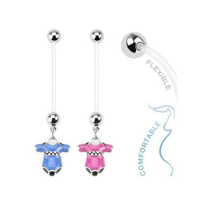 Bio-Flex 14 Gauge Pregnancy Belly Ring with Onesie Dangle