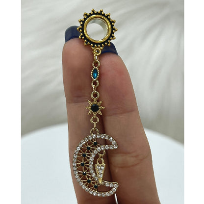 Surgical Steel 2 to 1 Inch Screw Fit Tunnel with Dangle Star Moon - photo 6