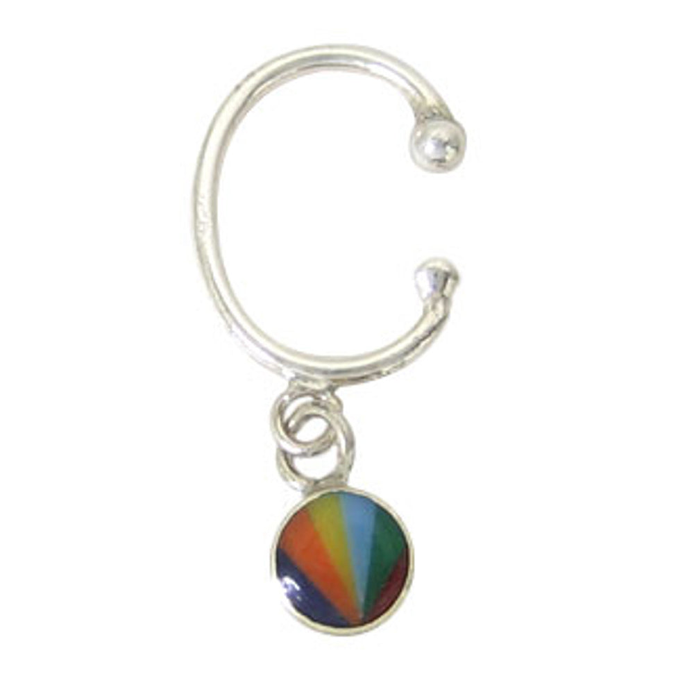 Surgical Steel Clip On Belly Ring Ear Cuff Rainbow Stripe Shield