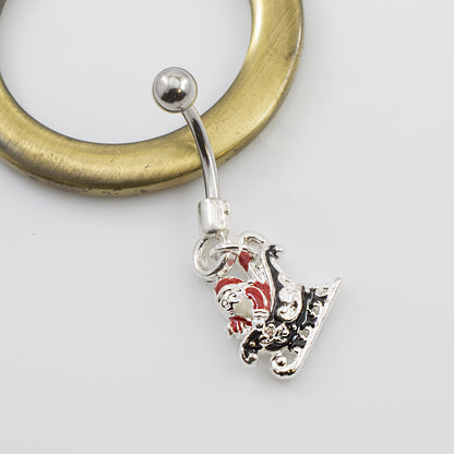 Surgical Steel 14 Gauge Belly Ring with Dangle Santa on Sleigh - photo 3