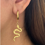 Surgical Steel 18 Gauge Dangle Snake Hoop Earrings - Pair