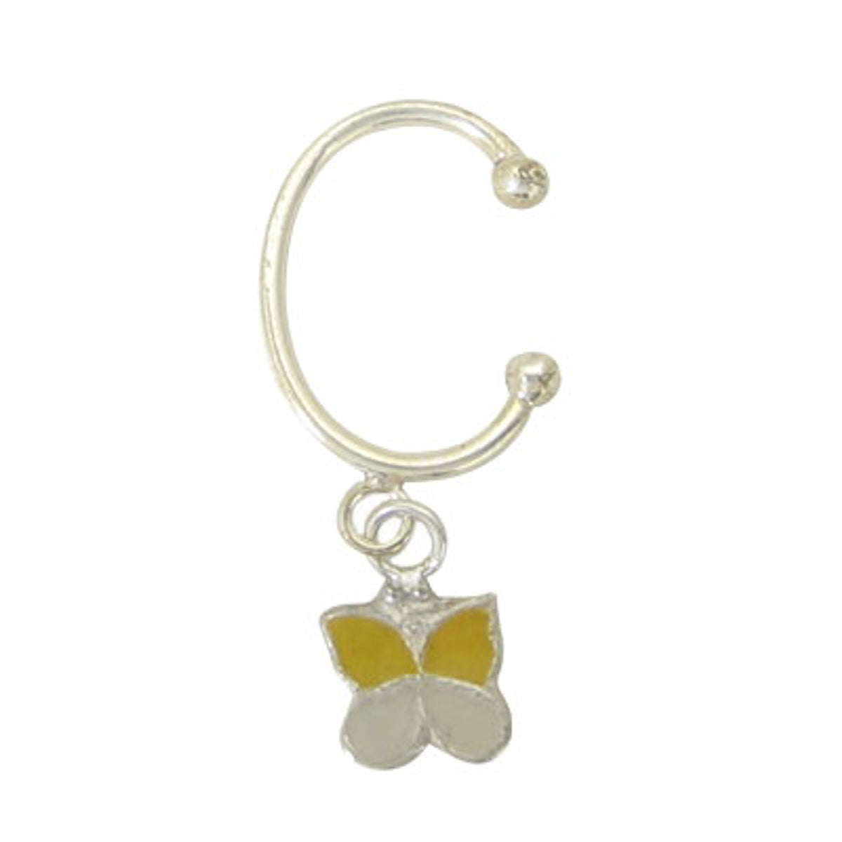 Surgical Steel Clip On Belly Ring with Dangle Yellow Butterfly