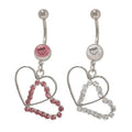 Surgical Steel 14 Gauge Belly Ring with Dangler Hearts and CZ