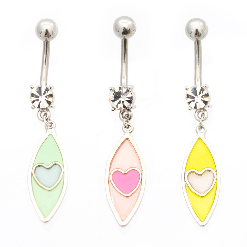 Surgical Steel 14 Gauge Luxe Modz Pastel Eye Dangle Heart Belly Ring