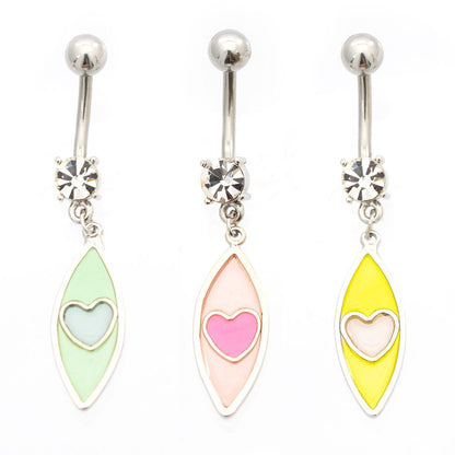 Surgical Steel 14 Gauge Luxe Modz Pastel Eye Dangle Heart Belly Ring