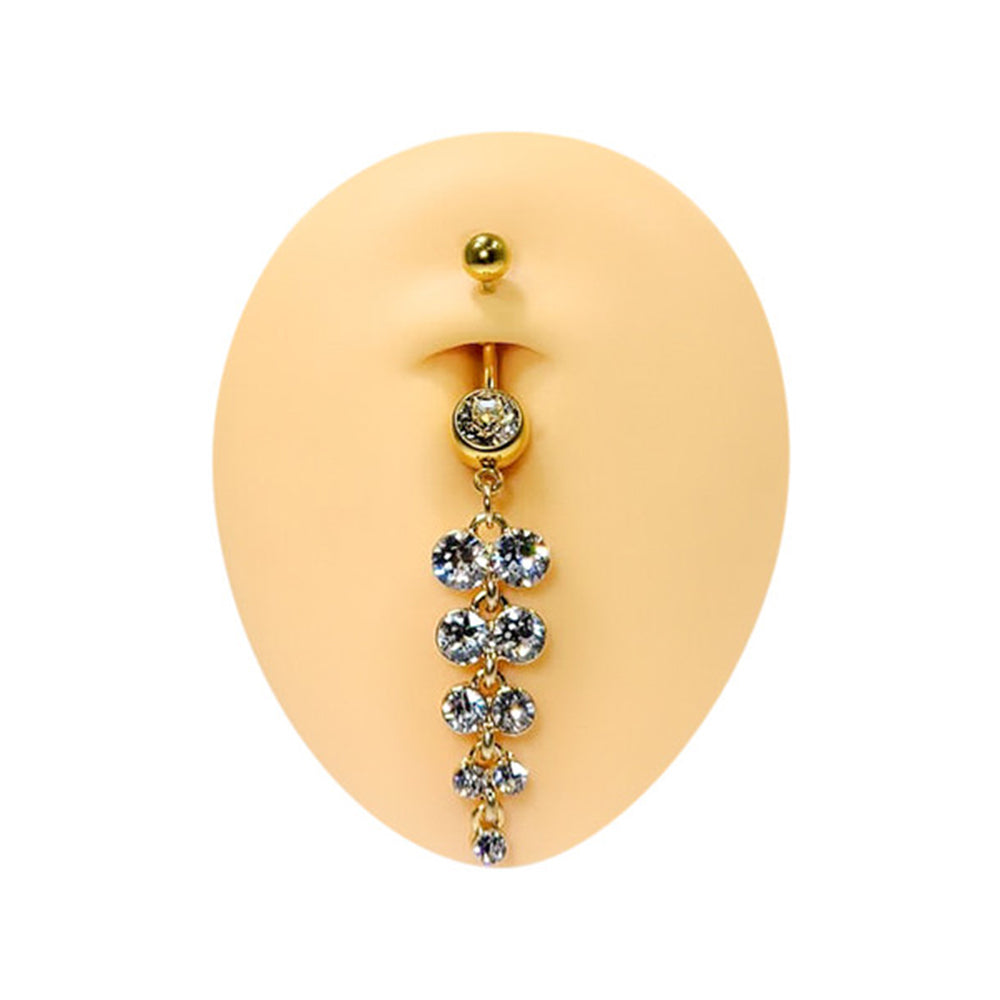 Surgical Steel 14 Gauge Belly Ring with Dangling CZ - photo 3