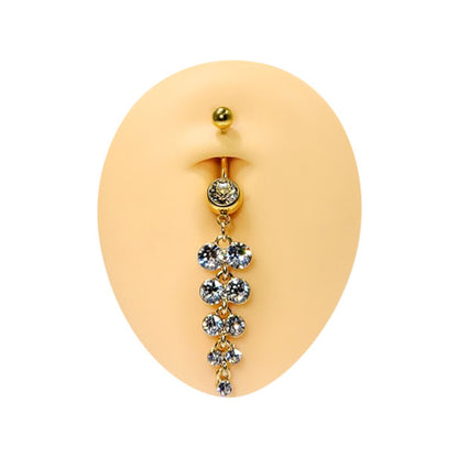 Surgical Steel 14 Gauge Belly Ring with Dangling CZ - photo 3
