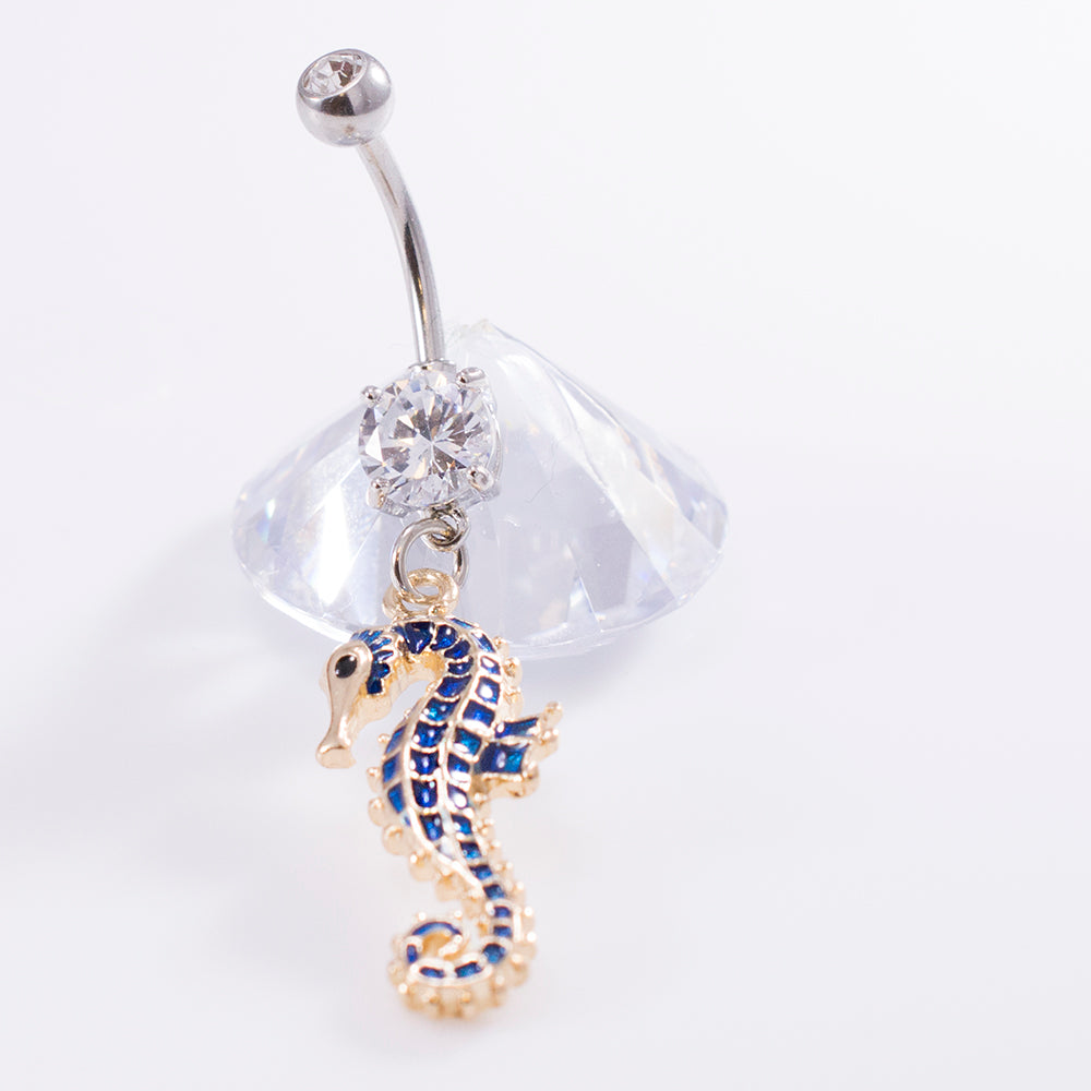 Surgical Steel 14 Gauge Belly Ring with Dangling Seahorse - photo 4