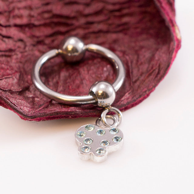 Surgical Steel 16 & 18 Gauge Captive Ring with Dangling Butterfly CZ - photo 2