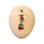 Surgical Steel 14 Gauge Dangle Cherry CZ Belly Button Ring