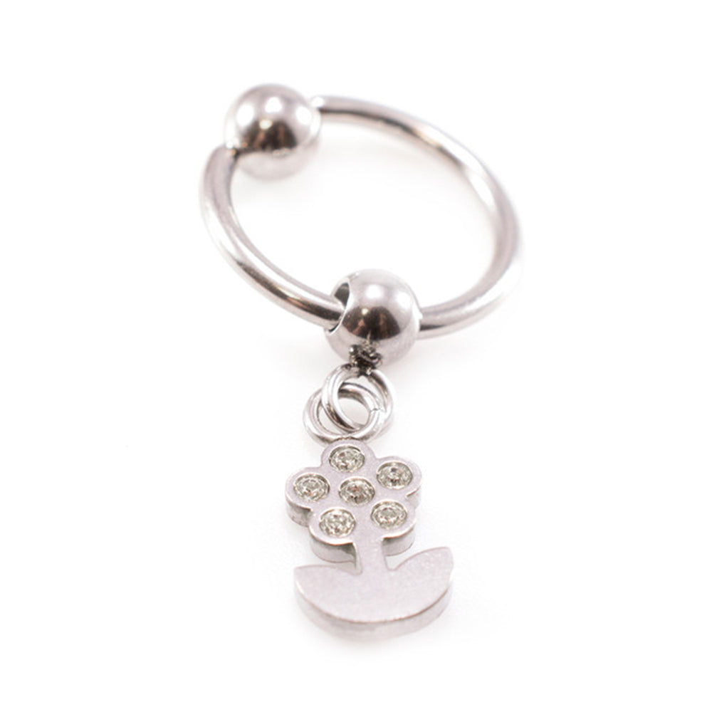 Surgical Steel 16 & 18 Gauge Captive Ring with Dangling Flower CZ - photo 4