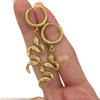 Surgical Steel 18 Gauge Dangle Snake Hoop Earrings - Pair