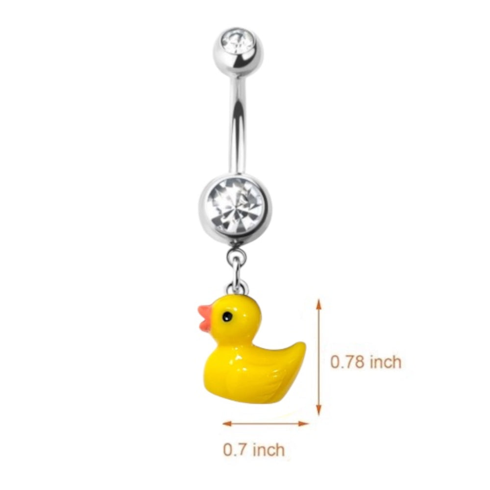 Surgical Steel 14 Gauge Dangle Duck Belly Button Ring