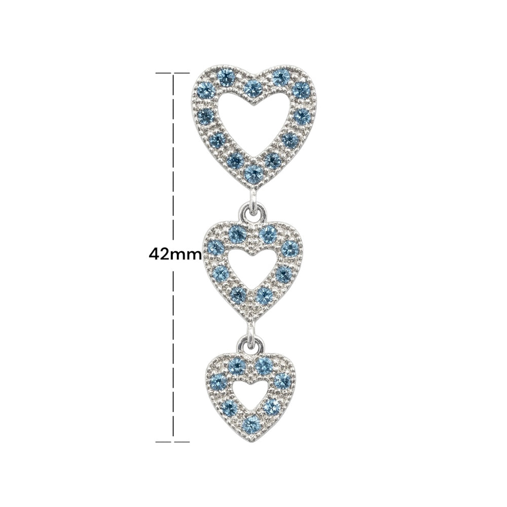Surgical Steel 14 Gauge Belly Ring with Dangle Triple Heart Paved CZ - photo 3
