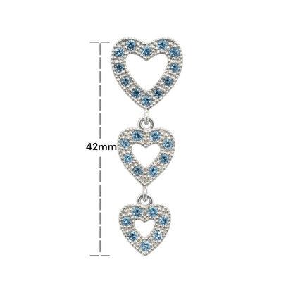 Surgical Steel 14 Gauge Belly Ring with Dangle Triple Heart Paved CZ - photo 3